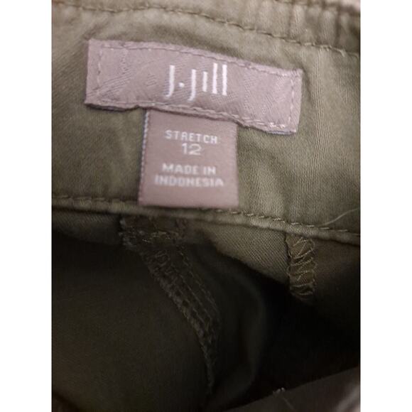 J.Jill Cargo Crop Surplus Pant 12 Mid Rise Olive Green Stretch - Picture 4 of 9